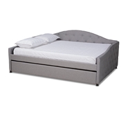 Baxton Studio Becker Modern and Contemporary Transitional Grey Fabric Upholstered Queen Size Daybed with Trundle
